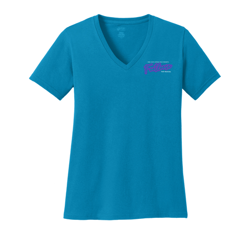 Port & Company Ladies Cotton V-Neck T-Shirt -- Neon Blue