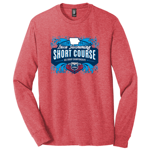 District Made Mens Perfect Tri Long Sleeve Crew Tee -- Red Frost