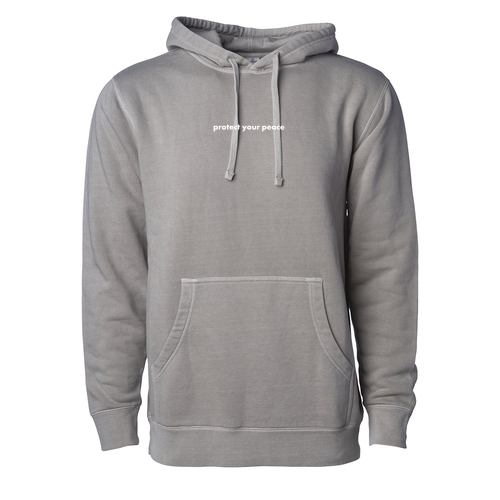 Protect Your Peace Pigment-Dyed Hooded Sweatshirt -- Pigment Cement