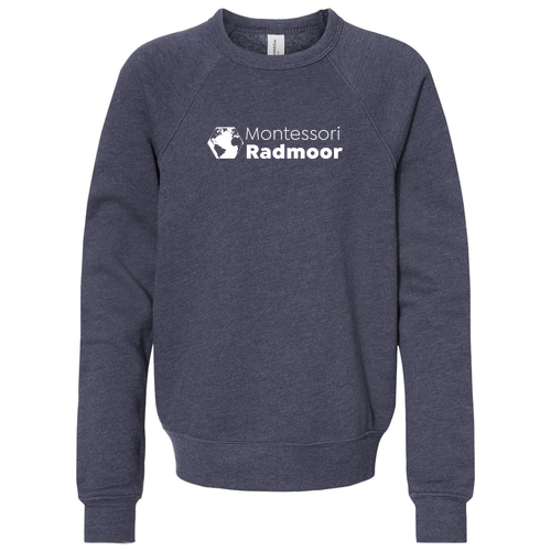 Bella Canvas Youth Sponge Fleece Raglan Sweatshirt -- Heather Navy