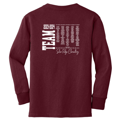 Youth Port and Company Long Sleeve 100% Cotton T-Shirt -- Athletic Maroon