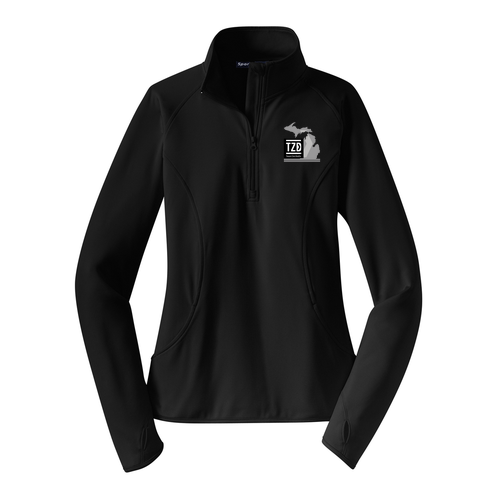 Ladies Sport Tek Sport Wick Stretch Half Zip Pullover -- Black