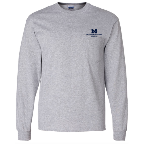 Men/Unisex Gildan Long Sleeve Pocket Tee -- Sport Grey, $22