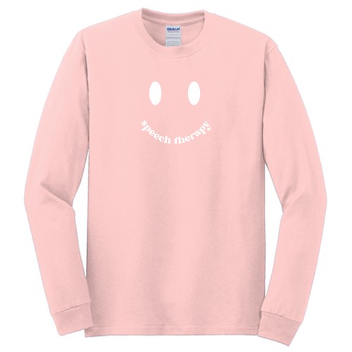 Speech Therapy Smiley Screen Printed Longsleeve | Light Pink