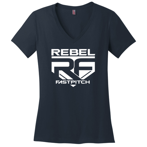 District Made Ladies Perfect Weight V-Neck Tee -- New Navy