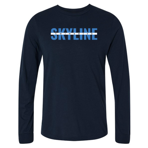 Men/Unisex Bella Canvas Soft Fitted Triblend Long Sleeve Tee -- Solid Navy Triblend