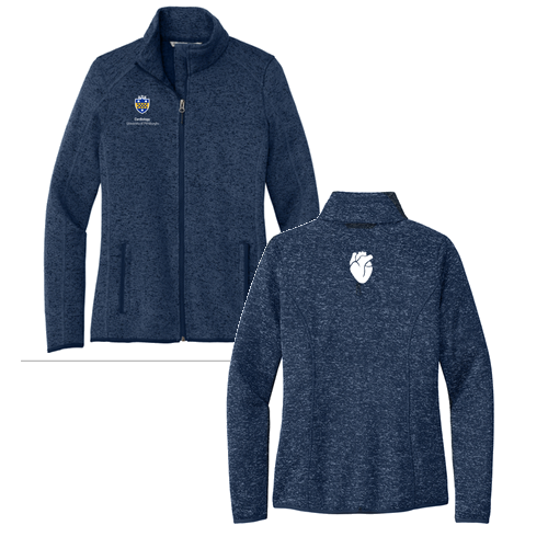 Port Authority Ladies Sweater Fleece Jacket -- River Blue Navy Heather