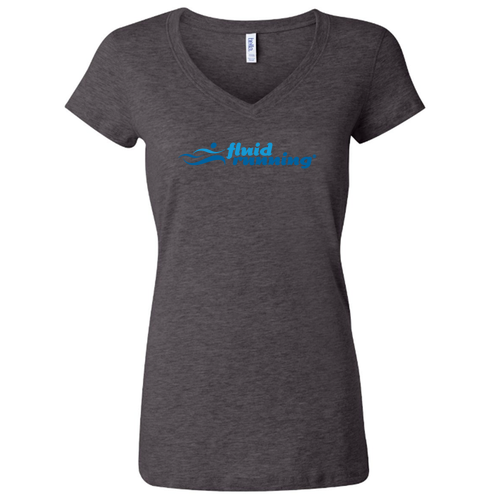 Ladies Short Sleeve V-Neck T-Shirt -- Dark Grey Heather