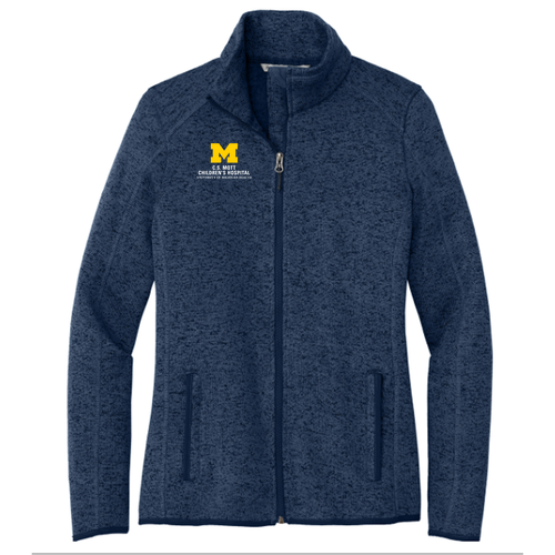Port Authority Ladies Sweater Fleece Jacket -- River Blue Navy Heather