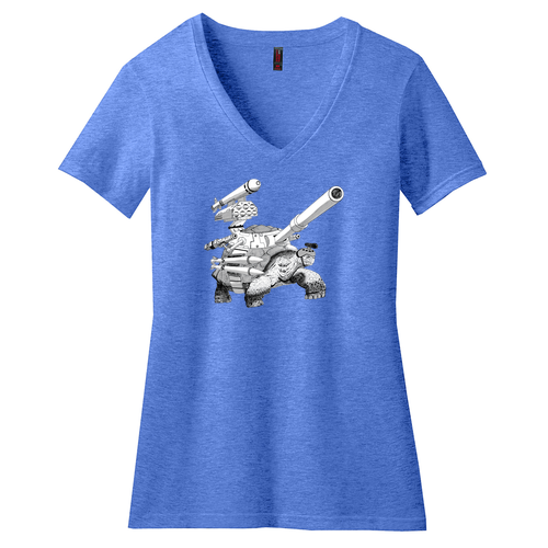 District Made Ladies Perfect Blend V-Neck Tee -- Heathered Royal