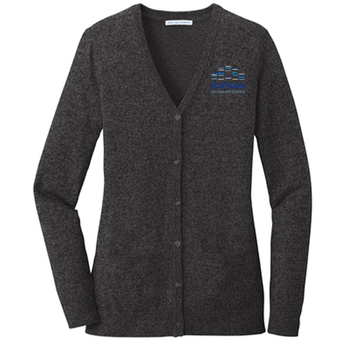 Port Authority Ladies Marled Cardigan Sweater -- Black Marl