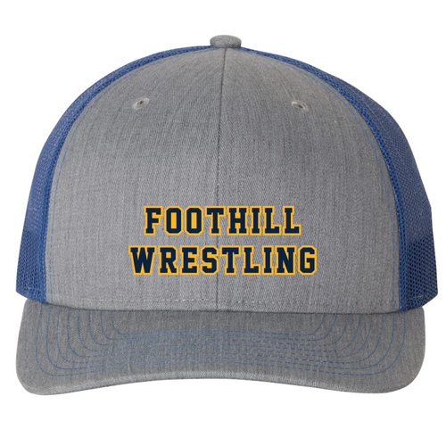 Richardson Trucker Snapback Hat -- Heather Grey / Royal