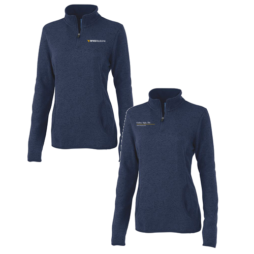 Charles River Womens Heathered Fleece Pullover -- Navy Heather