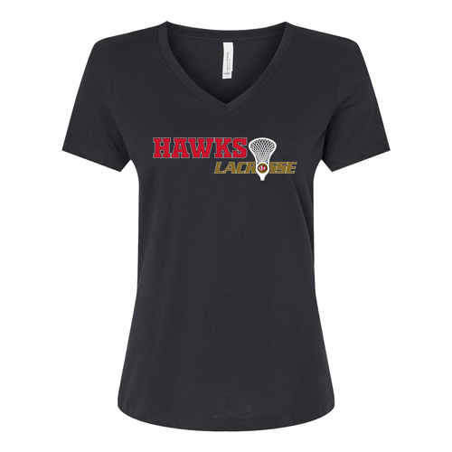 Bella+Canvas Women's Relaxed Heather Cvc V-Neck Tee -- Solid Black Blend