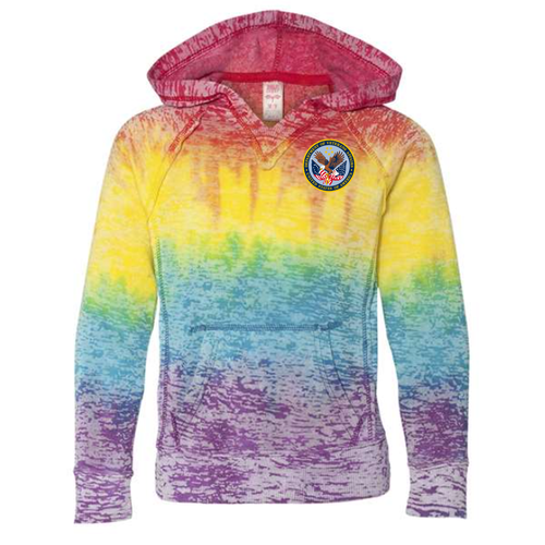 MV Sport Ladies Courtney Burnout V-Notch Sweatshirt -- Rainbow Stripe