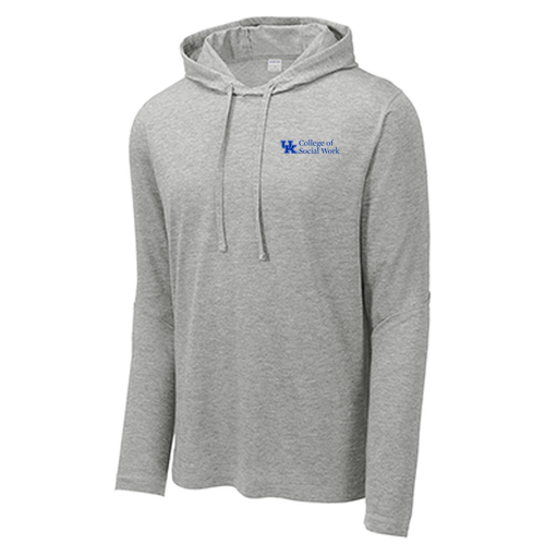 Sport-Tek PosiCharge Tri-Blend Wicking Long Sleeve Hoodie T-Shirt -- Light Grey Heather