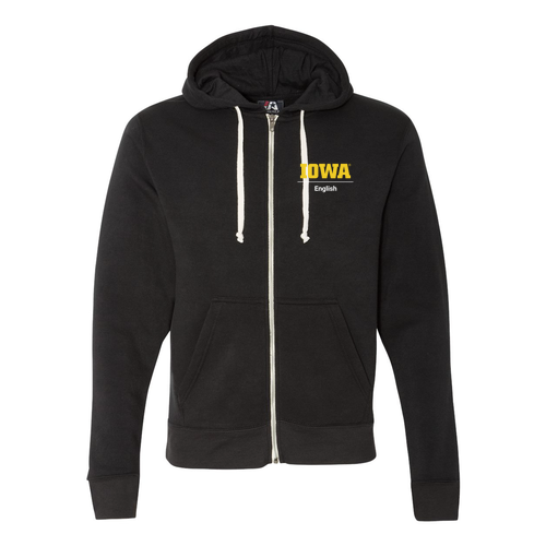 J America Triblend Hooded Full Zip Sweatshirt -- Solid Black TriBlend