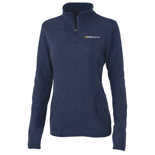 Charles River Womens Heathered Fleece Pullover -- Navy Heather