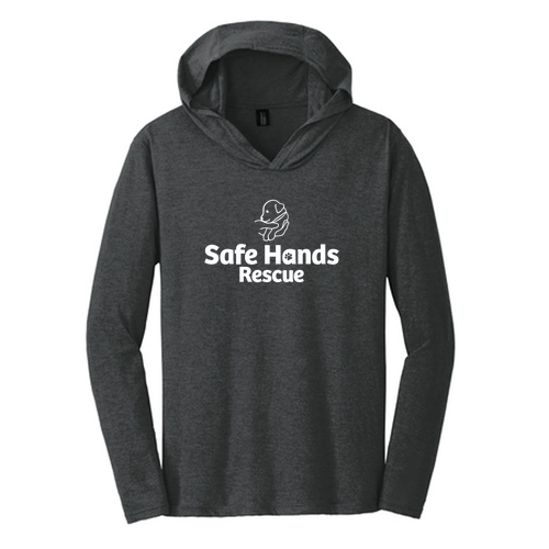 District Made Mens Perfect Tri Long Sleeve Hoodie T-Shirt -- Black Frost