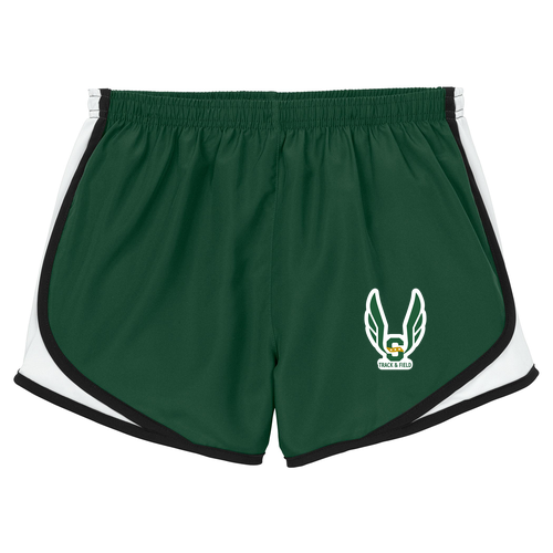 Sport-Tek Ladies Cadence Short -- Forest Green / White / Black