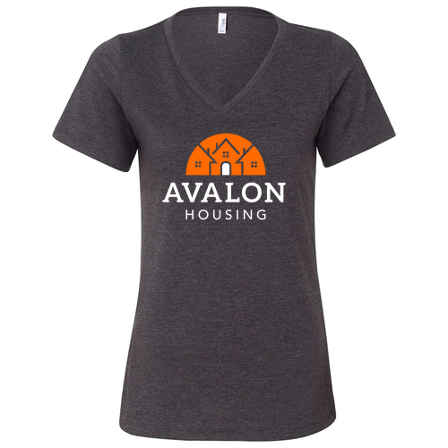 Bella+Canvas Women's Relaxed Heather Cvc V-Neck Tee -- Dark Grey Heather ~$20