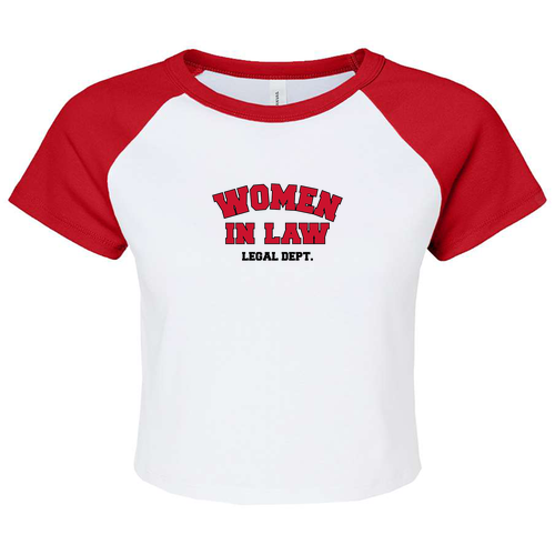 Women's Micro Rib Raglan Baby Tee -- White / Red