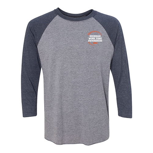 Mens/Unisex Next Level Soft Fitted Triblend 3/4 Sleeve Baseball Tee -- Premium Heather / Vintage Navy