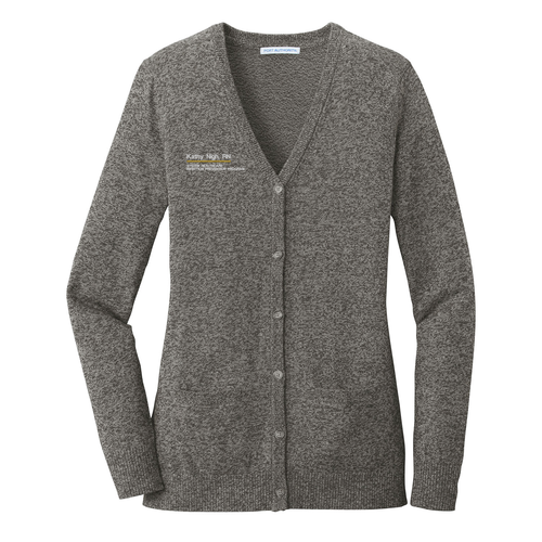 Port Authority Ladies Marled Cardigan Sweater -- Warm Grey Marl