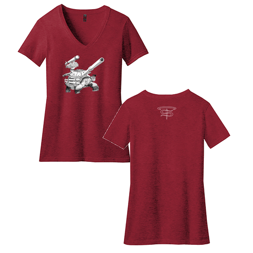 District Made Ladies Perfect Blend V-Neck Tee -- Red Fleck
