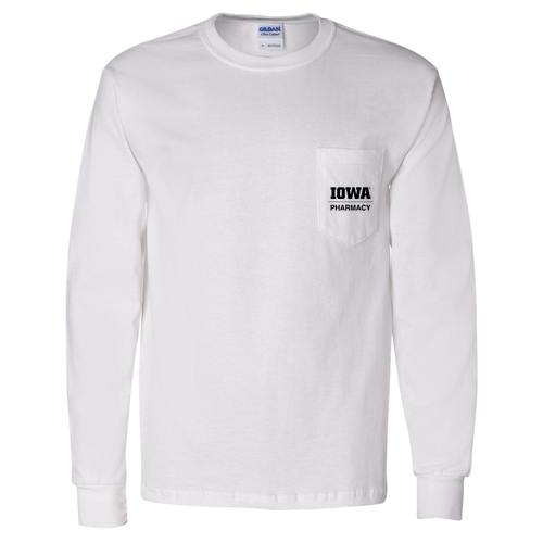 Gildan Long Sleeve Pocket Tee -- White