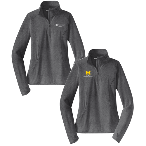 Sport Tek Ladies Sport Wick Stretch Half Zip Pullover -- Charcoal Grey Heather