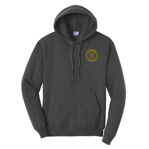 Core Fleece Pullover Hooded Sweatshirt w/embroidered logo -- Dark Heather Grey