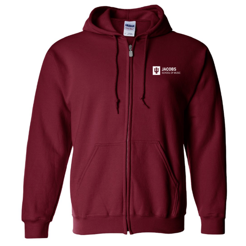 Full Zip Hooded Sweatshirt -- Cardinal Red