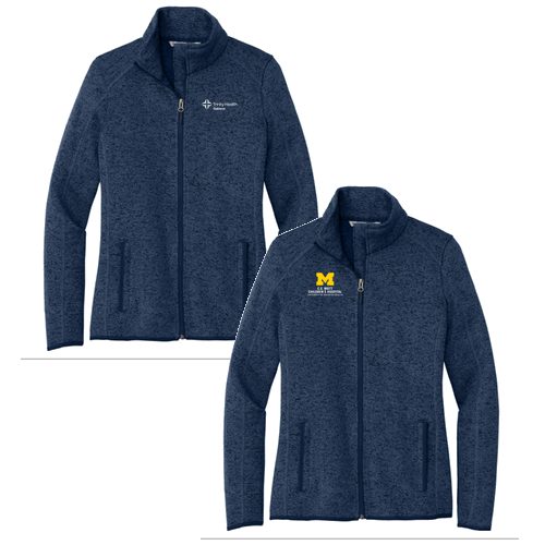 Port Authority Ladies Sweater Fleece Jacket -- River Blue Navy Heather