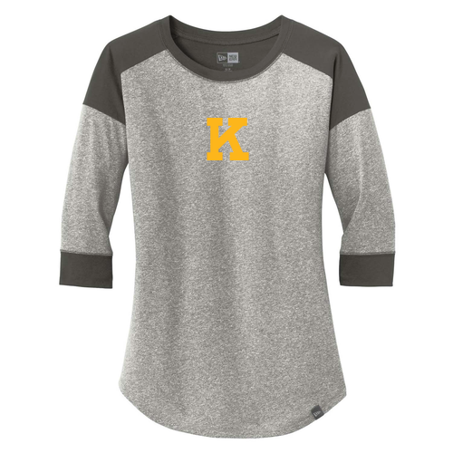 New Era Ladies Heritage Blend 3/4-Sleeve Baseball Raglan Tee -- Graphite / Light Graphite Twist