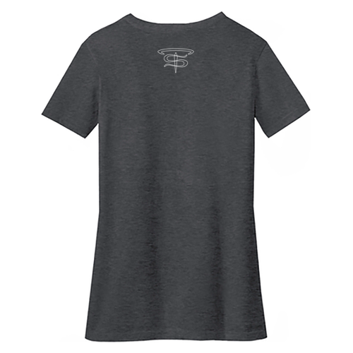 District Made Ladies Perfect Blend V-Neck Tee -- Heathered Charcoal