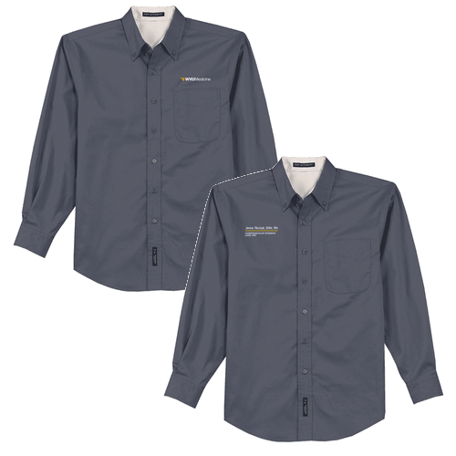 Port Authority Mens Easy Care Long Sleeve Shirt -- Steel Grey / Light Stone
