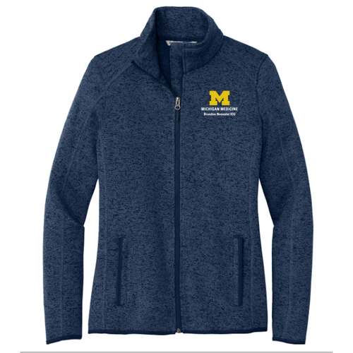 Ladies Port Authority Sweater Fleece Jacket -- River Blue Navy Heather