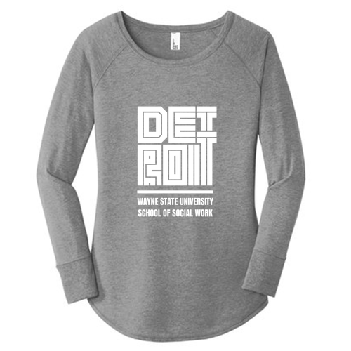 District Made Ladies Perfect Tri Long Sleeve Tunic -- Grey Frost