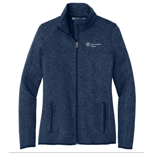 Port Authority Ladies Sweater Fleece Jacket -- River Blue Navy Heather
