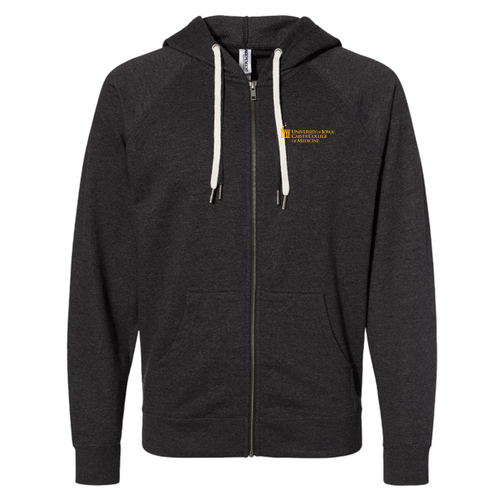 Independent Trading Icon Unisex Lightweight Terry Full-Zip Hooded Sweatshirt -- Charcoal Heather