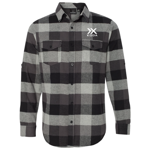 Burnside Yarn Dyed Long Sleeve Flannel Shirt Black / Grey Embroidered