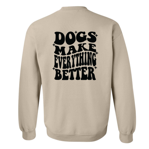 Gildan Heavy Blend Crew Neck Sweatshirt -- Sand / Dog Quote