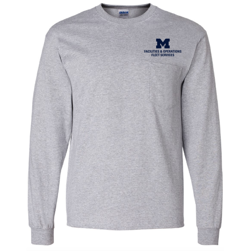Men/Unisex Gildan Long Sleeve Pocket Tee -- Sport Grey, $22
