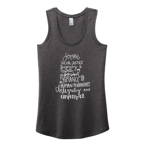 District Made Ladies Perfect Tri Racerback Tank -- Heather Charcoal