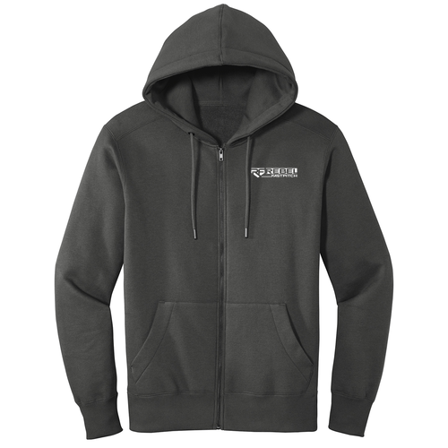 Embroidered District Perfect Weight Fleece Full-Zip Hoodie -- Charcoal