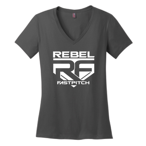 District Made Ladies Perfect Weight V-Neck Tee -- Charcoal