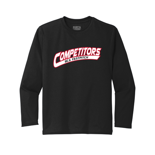 Youth Port & Company Youth Long Sleeve Performance Tee -- Jet Black