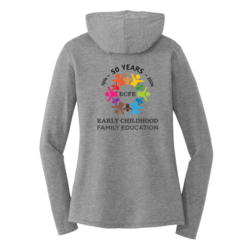 District Made Ladies Perfect Tri Long Sleeve Hoodie T-Shirt -- Grey Frost