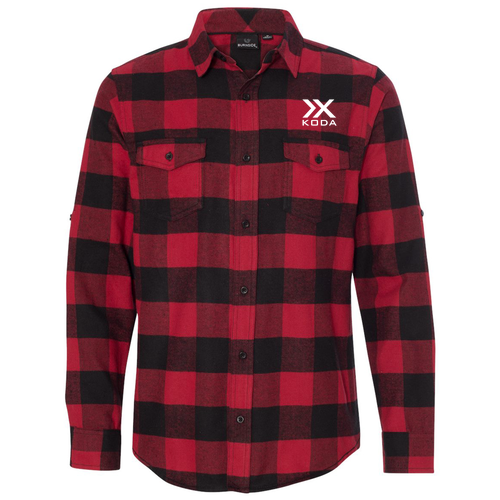 Burnside Yarn Dyed Long Sleeve Flannel Shirt Red / Black Embroidered